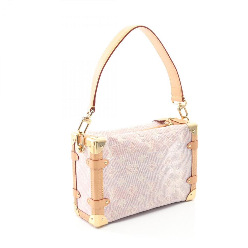 Louis Vuitton Pink Brown Canvas Side Tones Handbag Leather Trunk